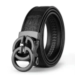 Ceinture en cuir véritable de haute qualité pour hommes, boucle automatique en alliage métallique de luxe, ceinture de taille pour hommes