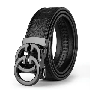 Ceinture en cuir véritable de haute qualité pour hommes, boucle automatique en alliage métallique de luxe, ceinture de taille pour hommes