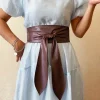 ceinture obi à nœud papillon noir, corset à nœud noué, larges ceintures en pu, ceinture cintrée, robe élégante, manteau, ceinture pour femmes