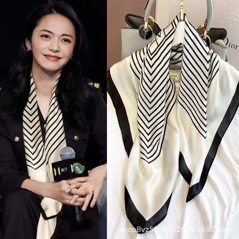 luxury2024square foulard en soie pour femmes 90*90hijab bandes de cheveux foulard femme satin châle ruban bandeau enveloppes de mode