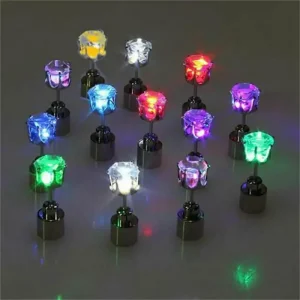 Boucles d&rsquo;Oreilles Carrées à LED pour Femme, Bijoux à la Mode, Cadeau de Noël, Rave Bar, ixde Mariage