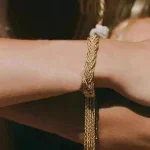 Bracelet tressé de blé fait à la main pour femmes, style minimaliste, accessoire décontracté de luxe.