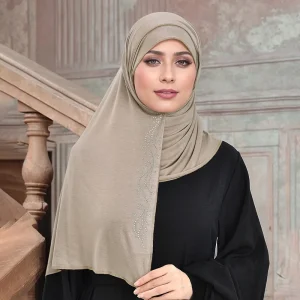 Hijab instantané en Jersey de coton de qualité supérieure avec strass Double boucle foulard musulman foulard islamique écharpe Tube Turban Hijab instantané en Jersey de coton de qualité supérieure avec strass Double boucle foulard musulman foulard islamique écharpe Tube Turban