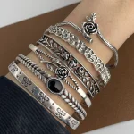 Bracelet en métal 100% argent Sterling 925 massif pour femmes, Vintage, fait à la main, Simple, rétro, chaîne de fleurs, cadeau d&rsquo;anniversaire, fête