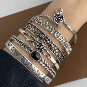 Bracelet en métal 100% argent Sterling 925 massif pour femmes, Vintage, fait à la main, Simple, rétro, chaîne de fleurs, cadeau d&rsquo;anniversaire, fête