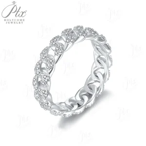 Bague en argent S925, bague de luxe blanche en Moissanite, ronde, taille brillante, plaquée or 14k 18k, bijoux de fête de mariage et de fiançailles, cadeau