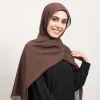 hijab instantané en mousseline de soie pour femmes, avec aimants intégrés, couleur unie, châle facile à porter, enveloppe musulmane avec sous capuchon modal