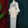 robe africaine dashiki Élégante en dentelle blanche pour femme, maxi, ajourée, mode musulmane, abaya, vêtements de ixde dubaï