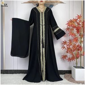 2025 nouveau dubaï dame robe élégante en mousseline de soie ouvert Abaya mode femmes robe vêtements islamiques femmes robe de soirée avec écharpe