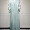 abaya vert clair pour femmes musulmanes, coupe ample, tissu doux, adapté à un usage quotidien, prières et sorties décontractées, tenue modeste