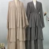 abaya kebaya en mousseline de soie pour femmes musulmanes, kimono de luxe, caftan marocain, robe modeste, vêtements islamiques de dubaï, ramadan kebaya