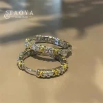 Boucles d&rsquo;oreilles en métal Zircon, incrustation de couleur or et argent à la mode, bijoux pour filles, accessoires luxueux pour femmes, 2024