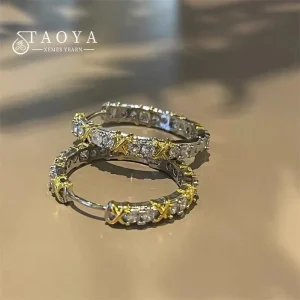 Boucles d&rsquo;oreilles en métal Zircon, incrustation de couleur or et argent à la mode, bijoux pour filles, accessoires luxueux pour femmes, 2024