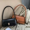 sac à bandoulière rétro pour femmes, sac à main simple de couleur unie, sac sous les bras vintage