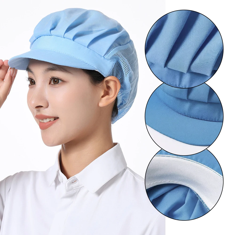 chapeaux de travail en maille respirante pour femmes et hommes, casquettes de couverture de cheveux, chapeau d'atelier, bonnet de cuisson de service alimentaire, visières de cuisine, bonnet