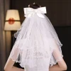 voile photo court et simple pour femmes, élégant, bord en dentelle, tulle avec peigne, nouvelle collection