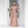 robe abaya en satin à manches sulfpour femme musulmane, vêtement Éducatif, à la mode européenne