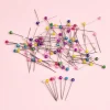 Épingles à coudre droites pour la confection de robes, tête de perle ronde colorée, points grossiers, outils de couture bricolage, positionnement, 38cm, 100 pièces par boîte