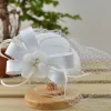 chapeau fascinateur en satin avec voile, chapeau de mariée en perles rhiunstone, chapeau de mode pour femmes et dames