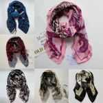 Écharpe originale italienne légère de luxe, foulard en soie rétro imprimé carré, châle de protection solaire de styliste 120×120, offre spéciale