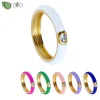 bagues de fiançailles en émail coloré plaqué or de qualité supérieure pour femmes, mode de mariage, bijoux de luxe, accessoires de fête