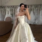 Robes De mariée en satin pour femmes, sexy, sans manches, princesse, robes De mariée De bal, fête, instagramдебное, personnalisées, 2025
