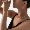 ensemble de bijoux de collier et de bracelet de chaîne de clavicule plaquée argent brillant, accessoires de ciel étoilé minimaliste pour femmes