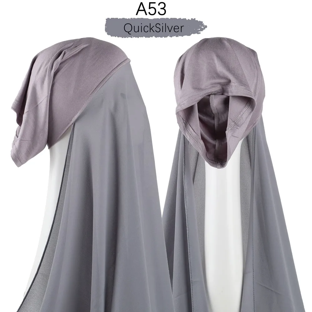 hijab en mousseline de soie pour femme musulmane, avec casquette, instantané, sans pince, avec nik, prêt à vitation