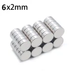 100 pièces/lot 6x2mm aimants ronds forts pour réfrigérateur, bricolage, construction, scientifique, artisanat, éducation 6*2mm