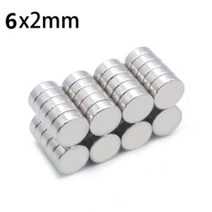 100 pièces/lot 6x2mm aimants ronds forts pour réfrigérateur, bricolage, construction, scientifique, artisanat, éducation 6*2mm