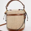 mode paille seau sac tissage femmes sacs à main concepteur lambrissé épaule sacs à bandoulière décontracté été plage petit fourre tout sacs à main