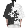 kimono traditionnel japonais hommes et femmes casual mode streetwear cardigan harajuku haori tops noir blanc lâcheur yukata