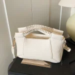 Sac à main noir pour femmes, sac classique à motif Lichee, sac à bandoulière de qualité, pochette en cuir Pu, fourre-tout de grande capacité