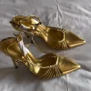 femmes formelles or bout pointu sandales à talons aiguilles à lanières conception creuse sexy bride à la cheville luxe hue talons élégants semble