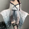 peignoir japonais imprimé kimono légèrement transparent pour femmes, vêtements de nuit sexy, manches amples, pyjama décontracté, ensembles de robes