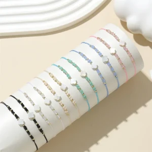 Ensemble de bracelets en corde tressée perlée pour femmes, 12 pièces/ensemble, Bracelets réglables faits à la main, bijoux à la mode