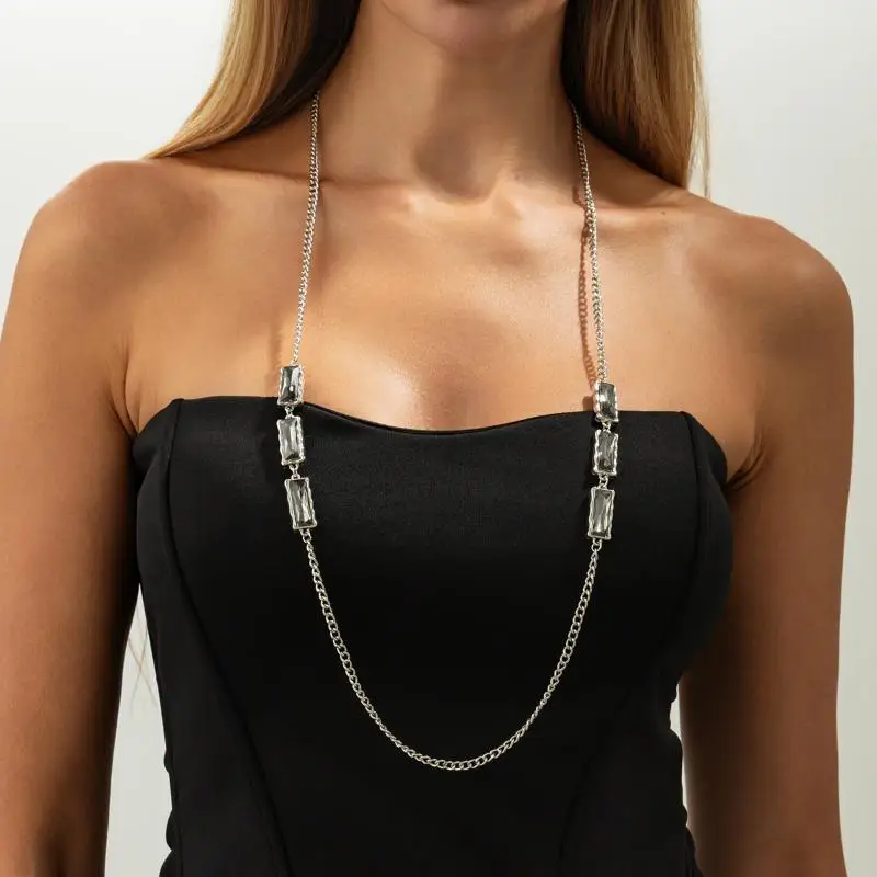 Ensemble de bijoux minimaliste pour femmes, pendentif en strass irrégulier, collier, Bracelet, boucles d'oreilles, ras du cou élégant, cadeaux de fête