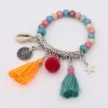 Bracelets bohème faits à la main pour femmes, bijoux en alliage de perles de bois colorées, tuyau, pompon, pendentif étoile, Bracelet à breloques