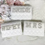 Femme Mariée Mme Pochette De Mariée Douche plage Mariage Fiançailles Lune De Miel voyage Bachelorette poule Fête décoration Cadeau