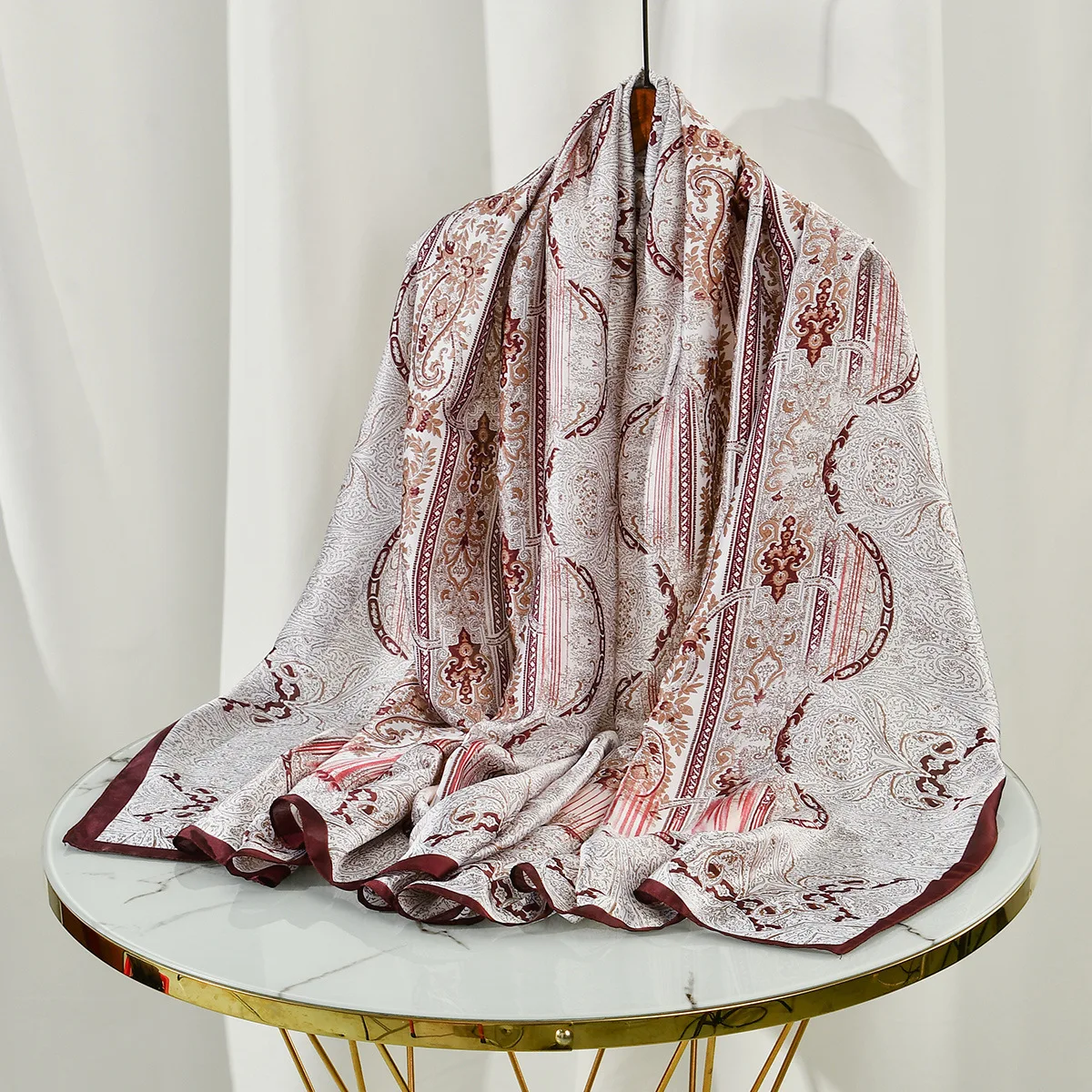 foulard hijab en soie, confortable, élégant, usage quotidien, matériau en mélange de soie de qualité supérieure, texture lisse, respirant, léger, vêtements modestes