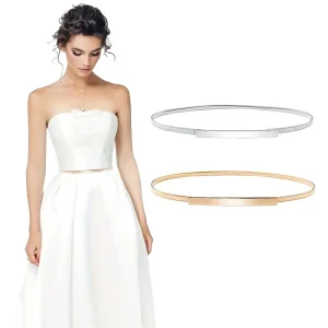 Ceintures élastiques en chaîne dorée pour femmes, taille en métal argenté, feuille extensible, ceinture dorée, jupe habillée, Riem SKinnny