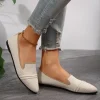 chaussures plates femmes été nouvelle mode tricoté respirant chaussures simples décontracté confortable pointu plat chaussures pour femmes grande taille