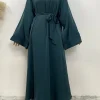 robe longue nida abaya, robe élégante simple, robe à manches a ligne, document pur, dubaï, royaume uni, modeste, populaire, vente chaude