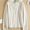 sweat à capuche pour femmes, manteaux amples avec fermeture éclair, solide, polyvalent, mode coréenne, conçu, vêtements d'extérieur doux, haute rue, harajuku, confortable et tendre