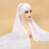 hijabs instantanés écharpe hijab avec diamants jersey casquettes bonnet marque design écharpe musulmane plaine tirer sur prêt à porter tête enveloppante