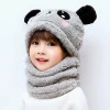 chapeau de dessin animé pour filles et garçons, écharpe épaisse, chapeau d'hiver pour enfants, nouveau né, articles pour enfants, chapeau en polaire pour enfants