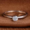 bagues rondes classiques en argent sterling 925 pour femmes, bijoux de fiançailles en cristal et zircon, cadeau de saint valentin