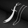 Collier avec pendentif épée islamique Imam Ali Zulfiqar, pour femmes et hommes, cadeaux musulmans, accessoires de bijoux en acier inoxydable