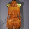 body à franges avec strass pour femmes, tenue de danse gogo rave, dj ds, vêtements de scène jazz, clubwear