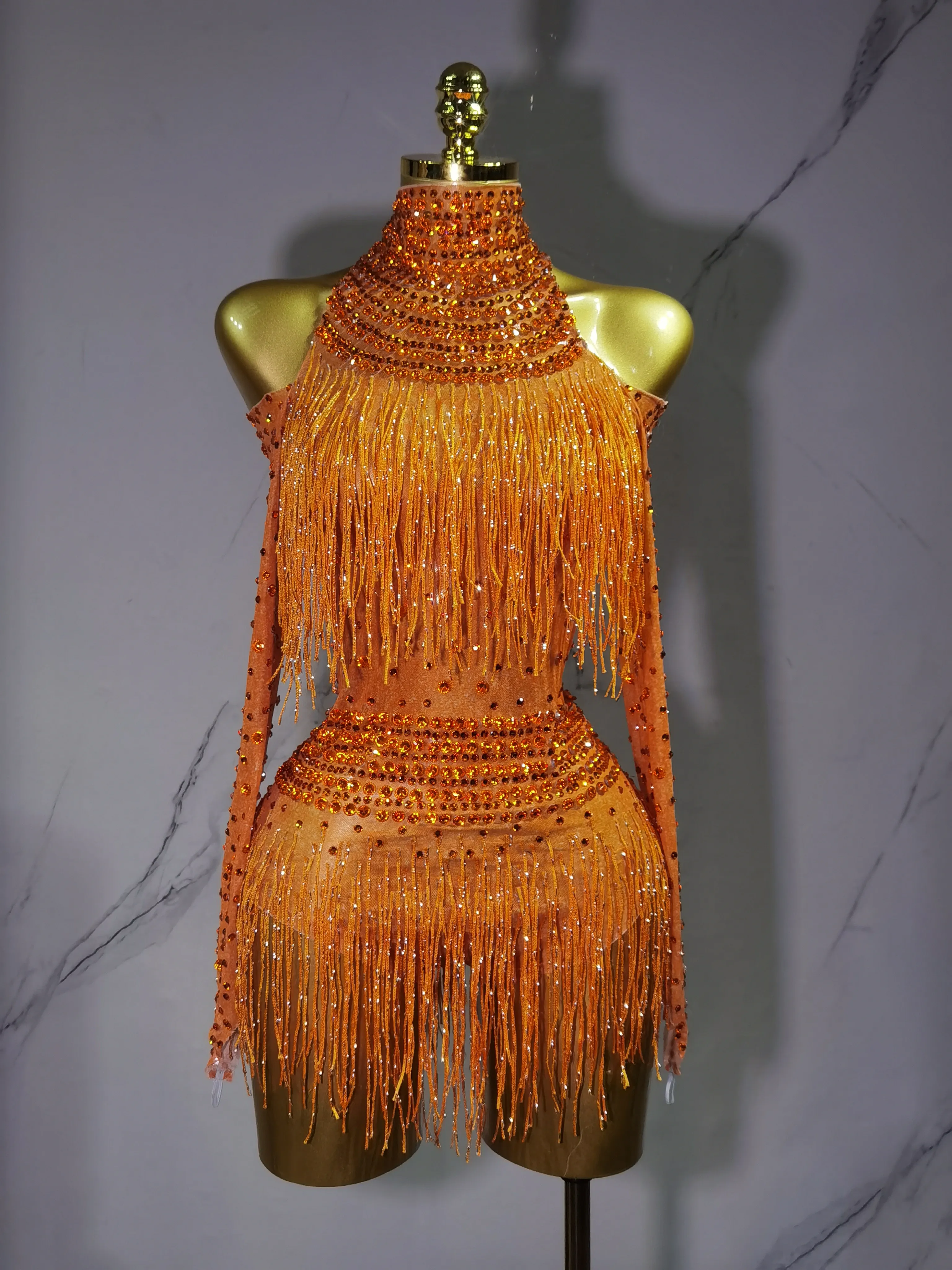 Body à franges avec strass pour femmes, tenue de danse Gogo Rave, Dj Ds, vêtements de scène Jazz, Clubwear